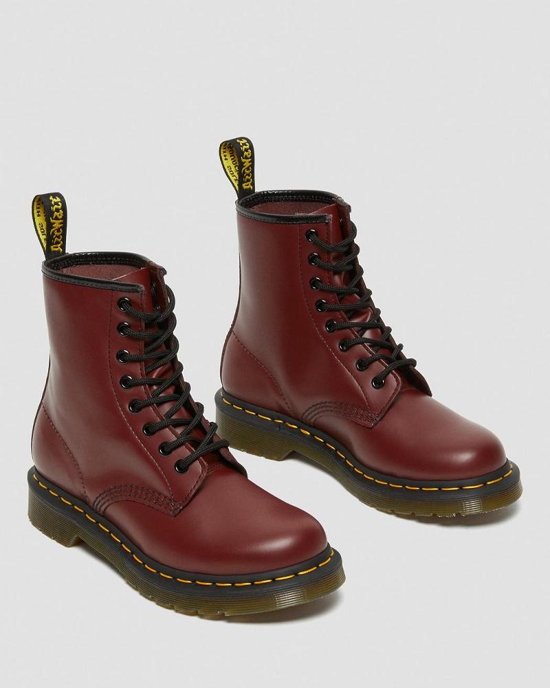 Pink / Red Women's Dr Martens 1460 Smooth Leather Lace Up Boots | CA 202LIS